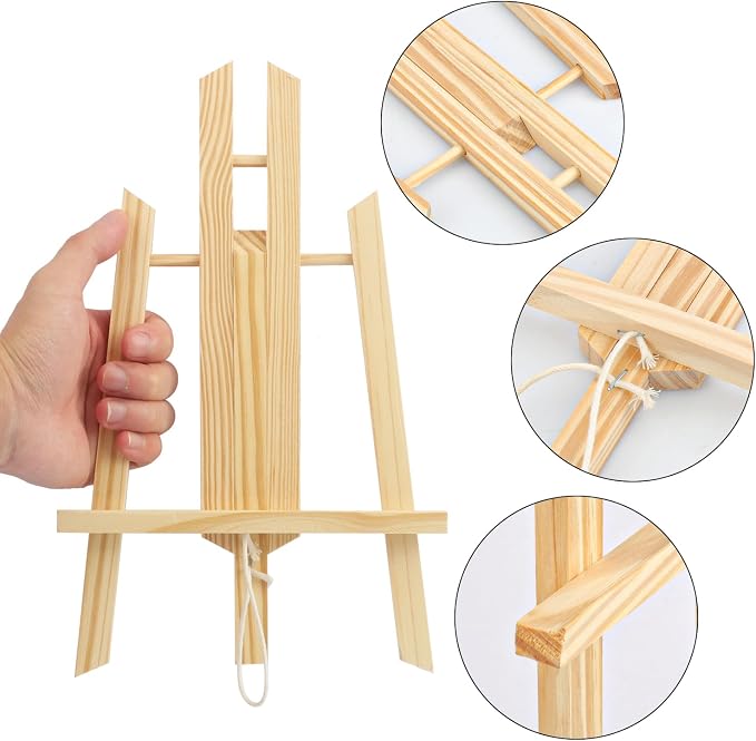Yiksonyo 6 Pack 12 Inch Wooden Easel, Tabletop Wood Easels Stand, Wooden Easel for Painting, Art, and Crafts