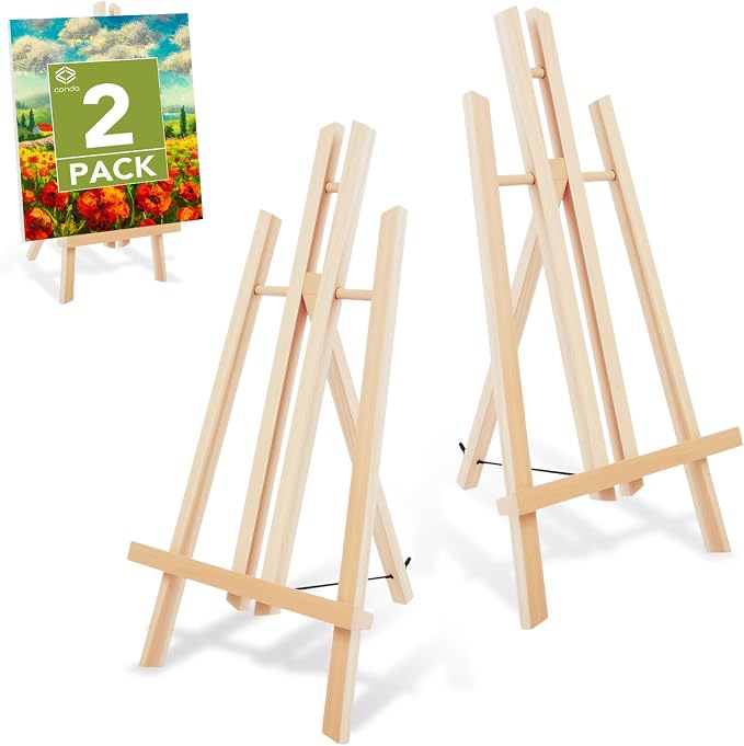 Conda 2 Pack 18 Inch Wooden Tabletop Easel Stand, A-Frame Art Painting Easel for Painting, Display & Art Creation, Canvas Holder for Artists, Students & Hobbyists