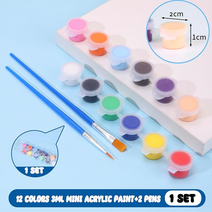 420 PCS Mini Acrylic Paint Set,30 Pack Washable Paint Strips for Kids & Adults - Includes 60 Brushes, 12 Colors kids Paint Kits for Easter Eggs, Birthday, Classroom Party，school supplies