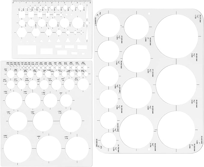 Tamaki Circle Template Circle Round Stencil Templates for Drafting for Office and School Building Formwork Drawings Templates, Large and Small Size, 3 Pack