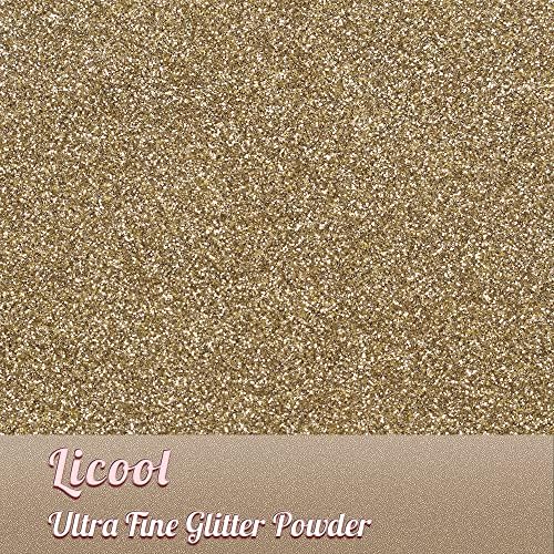 Holographic Fine Glitter, 100g/3.5oz Extra Fine Glitters Powder Packs for Resin, Craft Glitter for Tumblers Candle Slime Making, Festival Body Face Eyeshadow Nail Glitter (Light Gold 3)