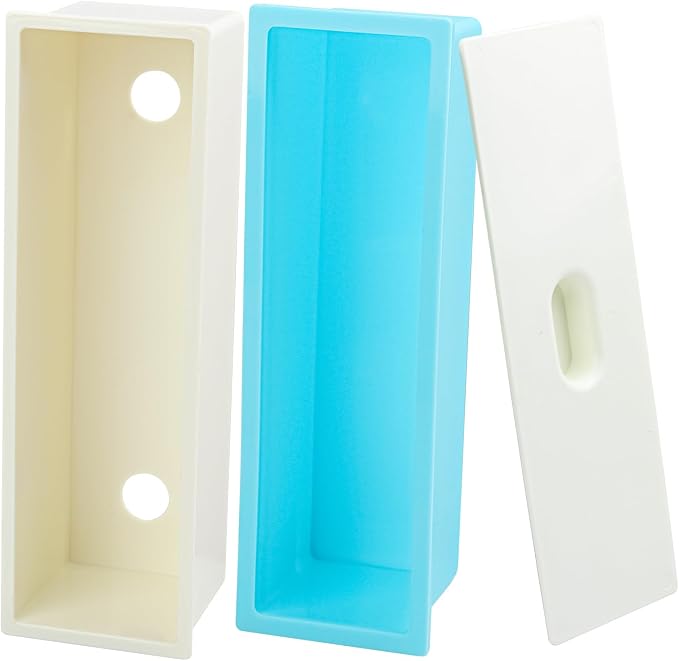 Set of 6, 42 oz Blue Soap mollds, Soap Loaf Box Kit, Soap Bar Box for DIY Supplies for Soap Making(6 Plastic Boxes & 6 Silicone Boxes and 6 Lids)