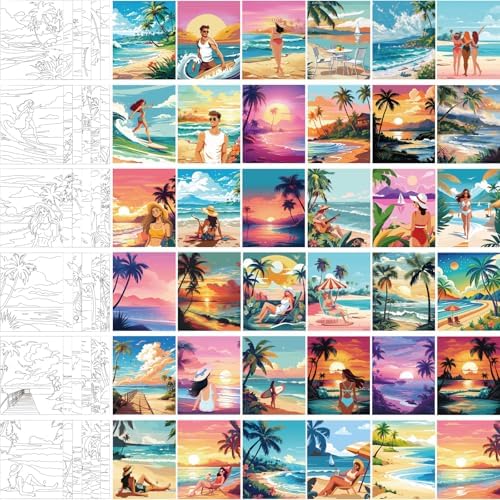 Harloon 36 Pcs 8 x 10 Inch Pre Drawn Canvas for Painting Afro Queen Pre Stretched Canvas Painting for Adults Sip and Paint Party Supplies Favor