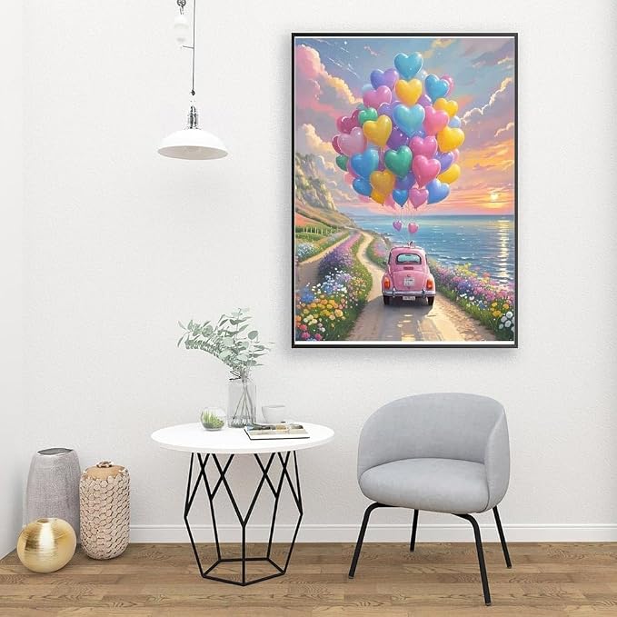 Clendo Balloon Paint by Numbers Kit for Adults, Car Paint by Number for Adults Beginner on Canvas, Ideal Gift Choice for Birthday and Festival, DIY Acrylic Paints for Wall Decor 16x20inch