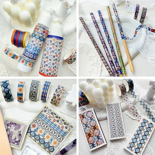 NANYNNU Floral Washi Tape Set, 56 Rolls 4 Size Flower Colored Decorative Blooms Masking Tapes for Scrapbooking, DIY Crafts, Bullet Journal Supplies, Planner, Junk Journal (Symmetry Aesthetics)