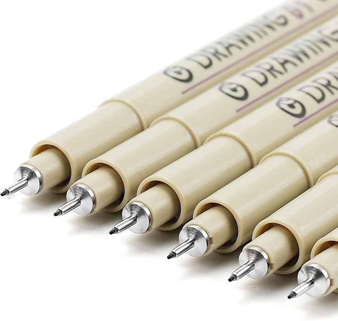 Muchcute Extra Fine Point Writing Pens,6 Black 0.25mm Smooth No Bleed Bible | Ultra Thin Annotation Pen Journaling Bible Study Supplies, Waterproof 01 Micro Line Tip Fineliner Gel Felt Ink Markers Stuff