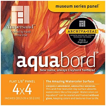 Ampersand Aquabord Panel for Watercolor and Gouache, 1/8 Inch Depth, 4X4 Inch, Pack of 4 (CBT044)