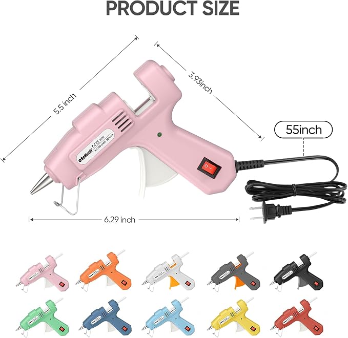 ROMECH 20W Mini Hot Glue Gun Kit, 30 Glue Sticks Set for DIY Crafts, Repair