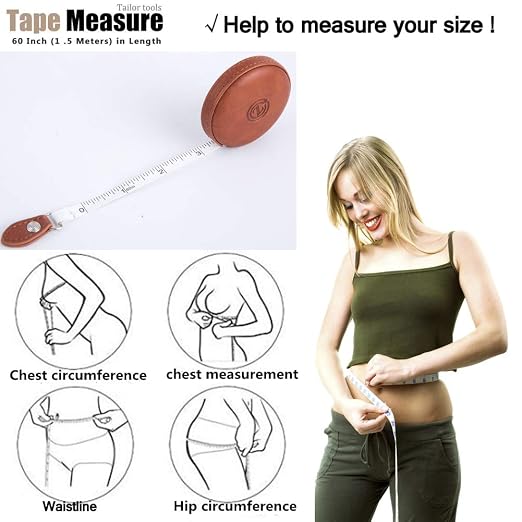 Sewing Tape Measure, Medical Body Cloth Tailor Craft Dieting Measuring Tape, 60 Inch/1.5M Dual Sided Retractable Ruler with Push Button Round