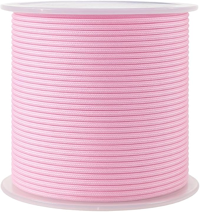 Mandala Crafts 1mm Pink Rattail Nylon Satin Cord for Jewelry Making