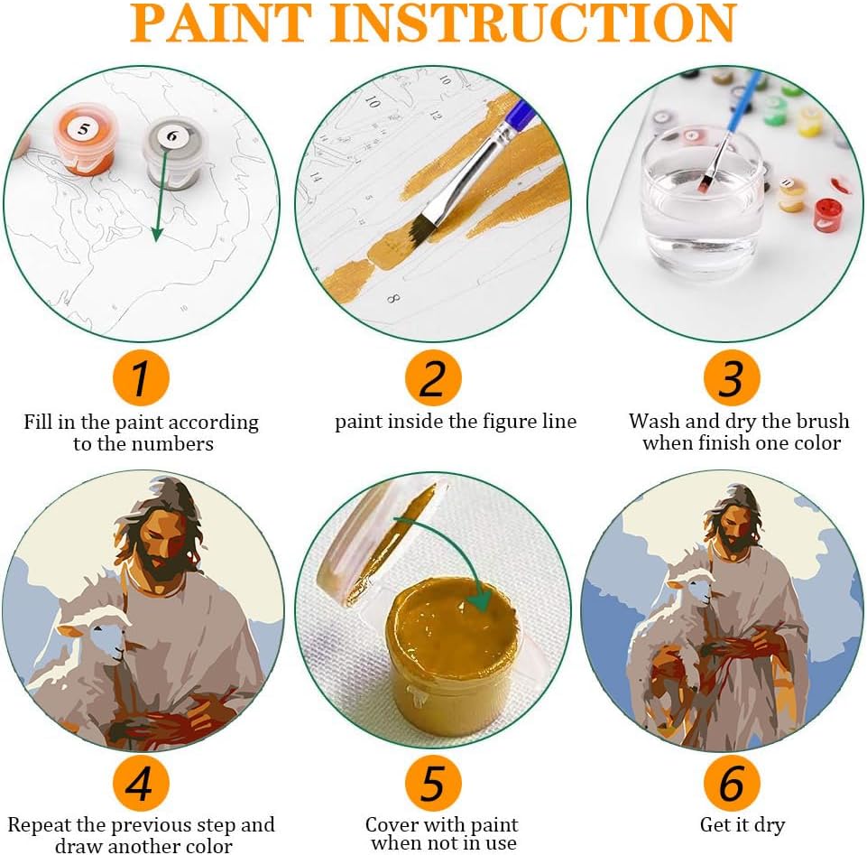 Axquilon 3 Packs Jesus Framed Paint by Numbers Kit for Adults 8x10in