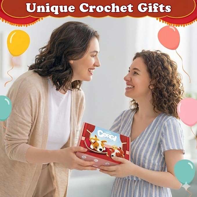 Fortuning's JDS Crochet Kit for Beginners, 2 PCS Corgi Crochet Kits