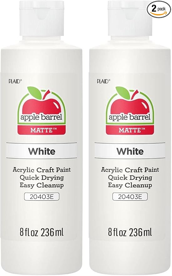 Apple Barrel Acrylic Paint in Assorted Colors (8 Ounce), 20403 White (Pack of 2)
