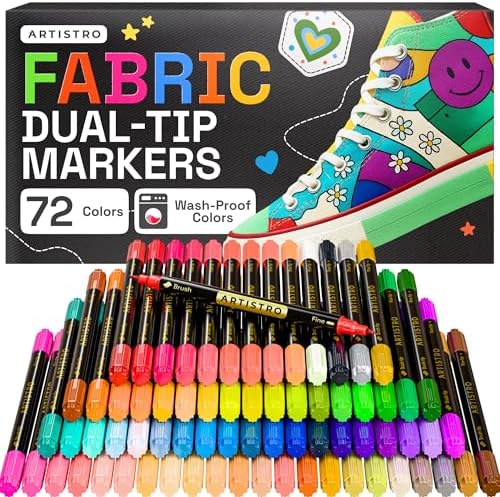 ARTISTRO 72 Dual-Tip Fabric Markers Decorating Kit, Permanent for Clothes