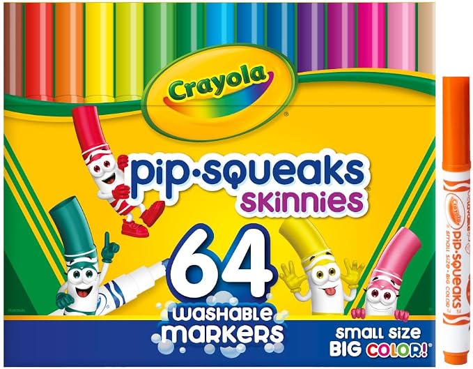 Crayola Pip-Squeaks Skinnies Washable Markers for Kids 64ct, School Supply