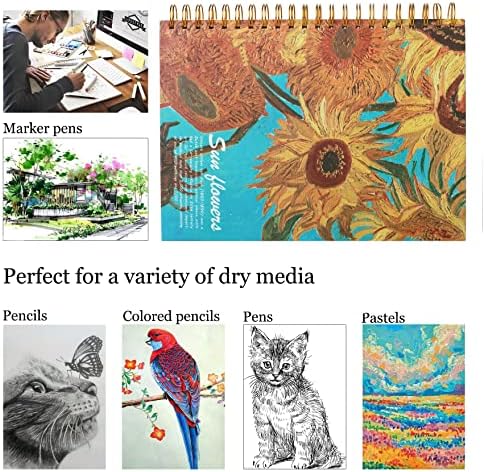 A4 Spiral-Bound Sketchbook，SuyuanArt Sketch Paper Pad, 120 Pages (60sheets) of Premium 160 GSM Smooth Thick Paper, Mixed Media Sketch Book Drawing and Sketching for Kids Adults