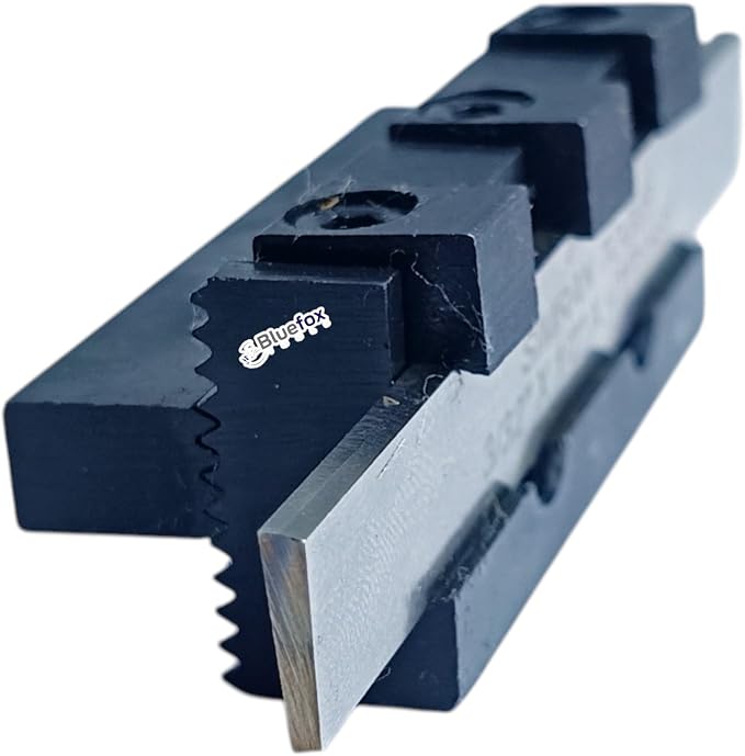 8mm Adjustable Lathe Parting Cut Off Tool Holder with 3/32" x 1/2" x 4" HSS Blade, Heavy Duty Steel, Front & Rear Tool Post Compatible for Mini & Bench Lathes