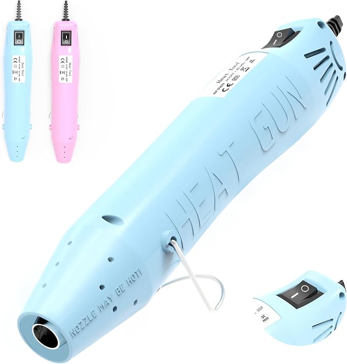 Heat Gun for Crafting, Mini Hot Air Gun Tool for Epoxy Resin, Shrunk Wrapping, Embossing, Electronics, Vinyl Wrap, Candle Making, Phone Repair & DIY - Blue