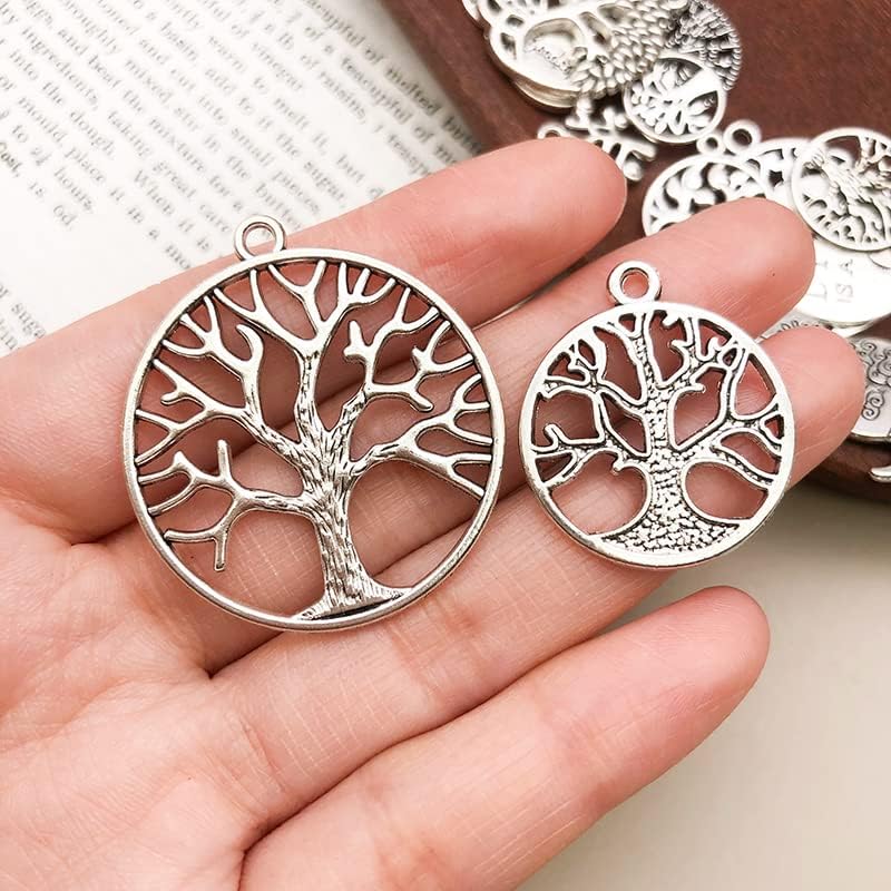 WOCRAFT 120pcs Antique Silver Tree Of Life Charma for Jewelry Making Alloy Tree Charms for DIY Crafts (SN027)