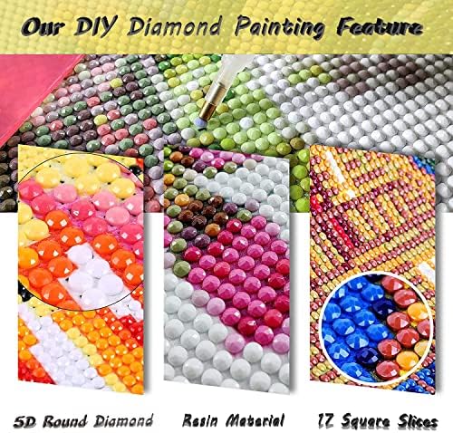 Garden Flowers Diamond Art Kits for Adults, Diamond Painting Kits for Adults for Beginners, DIY Flower Bed Diamond Dots Art Kits, 5D Full Round Drill Gem Art Painting Kits for Home Wall Decor, 12x16in