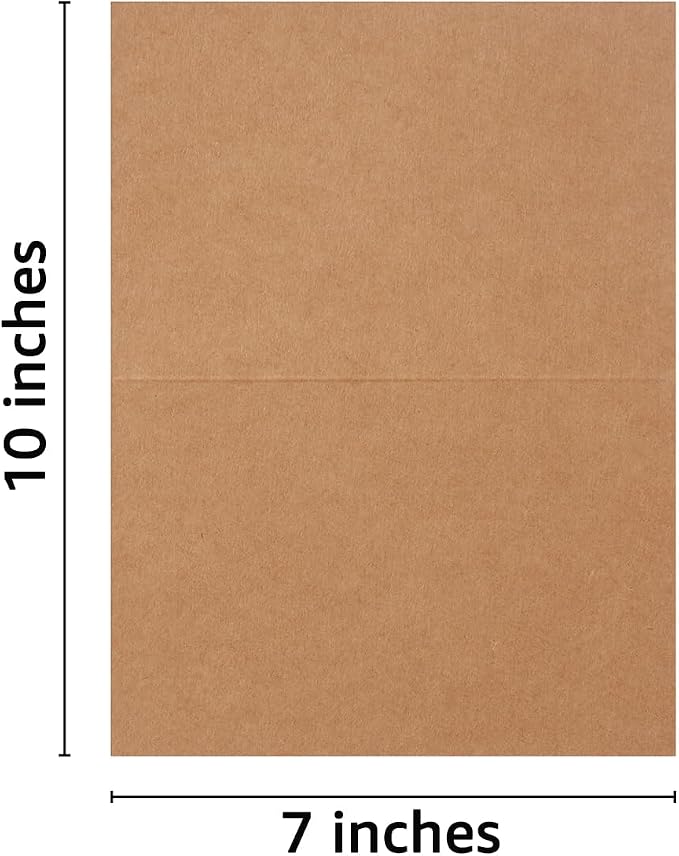 50 Pack Blank Folded Cardstock Cards, Brown, 5x7