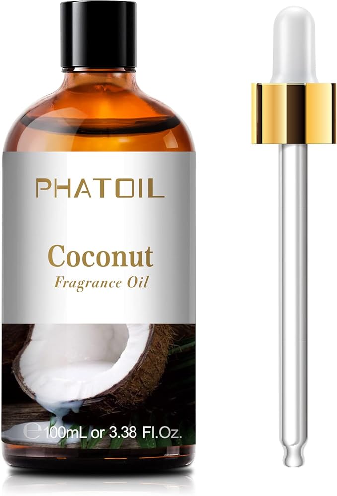 PHATOIL Coconut Fragrance Oil for Diffuser Aromatherapy 3.38FL.OZ | Long Lasting Scented Oils For Humidifier, Air Freshener, DIY Soap Candle, Scent Project Making, Aroma Oil for Home Freshening