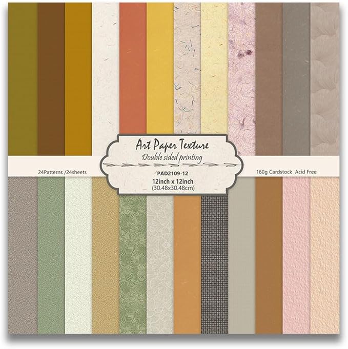 Scrapbook Paper Yellow Brown Patterned Paper Pad 12×12,24 Sheets Double-Sided Bobo Floral Scrapbooking CardStock Papers Pad for Holiday Cardmaking DIY Origami Decorative Craft Papers.