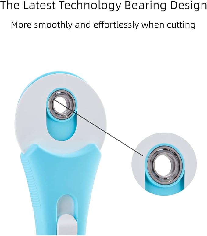 60mm Rotary Cutter with 5pcs Extra Blades, Bearing Design Rolling Cutter with Safety Lock for Fabric, Leather, Crafting, Sewing, Quilting, Fabric Rotary Cutter Perfect for Left & Right Hand (Blue)
