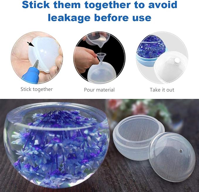 EuTengHao 18Pcs DIY Silicone Resin Casting Molds Tools Set Includes 6 Resin Casting Molds Large Clear Silicone Molds 2 Measurement Cup 10 Wood Sticks for DIY Home Decoration