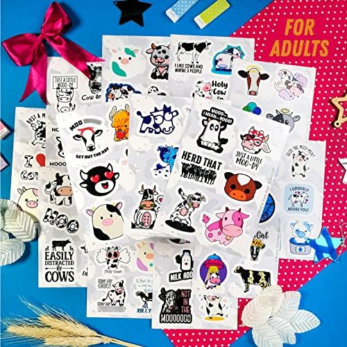 BulbaCraft 100Pcs Cow Stickers for Water Bottles, Laptop Decals, Cute Cow Gifts, Gifts for Women & Men