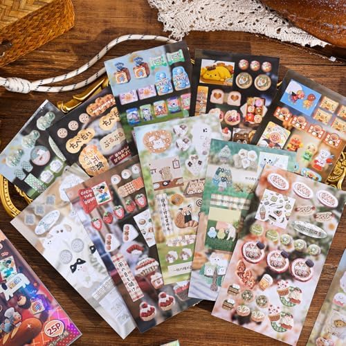 Girl's Japanese Retro Sticker Book, 700+ Kawaii Old Showa Style Embroidered Stickers, Forest Story Theme for DIY Scrapbooking Journaling Handbook Decoration