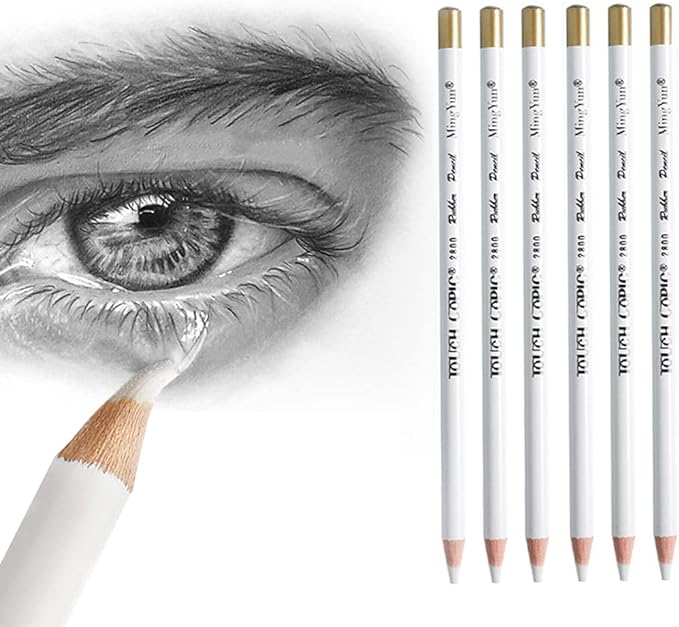 leuapl 6PCS Artist Eraser Pencils Wooden Sketch Highlight Painting Erasing Pen Student Limner