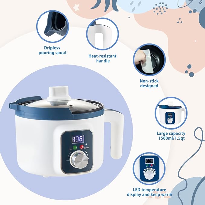 KQU Digital Wax Melting Pot with Temperature Control for Candle Making | wax melter pot with automatic turn off includes wicks, color dyes, spoon, measuring cup