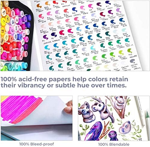 Ohuhu 8.3"x8.3" Marker Paper Pad Art Sketchbook for Drawing and Sketching | Square Sketch Book - 120 LB/200 GSM Smooth Drawing Paper - 78 Sheets/156 Pages - PU Hardcover Sketch Pad for Alcohol Markers