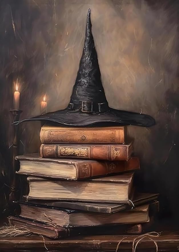 LKHMVCA Halloween Hat Book Paint by Number Kits for Adults, DIY Paint by Numbers Kits for Adults Beginners Without Frame, Acrylic Paint Canvas Painting Kits Art for Home Decor 16x20 Inch