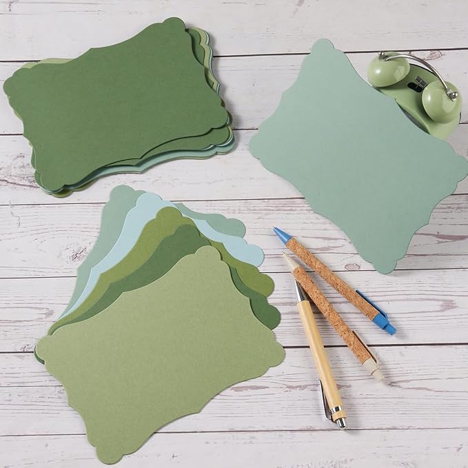 50 Pack Blank Kraft Greeting Cards, Green, 5 Colors, 5x7IN