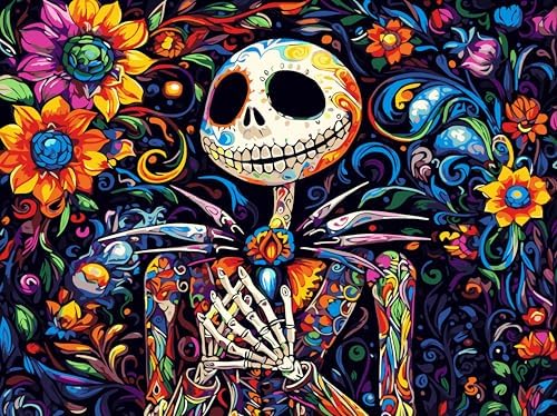 Halloween Jack Paint by Numbers Kit for Adults 16x12 inch (Without Frame) | Nightmare Before Christmas Adult Paint by Number Kits on Canvas, DIY Acrylic Oil Easy Painting by Numbers for Home Wall Decor