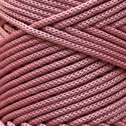 Makromecity, 2 Skeins of Polyester Macrame Cord 3mm x 131 Yards (394 feet) 3mm Polypropylene Dusty Rose Macrame Cord Crochet Macrame Bag Cord Crafts for Wall Hangings, Bags, Underplate, Rug