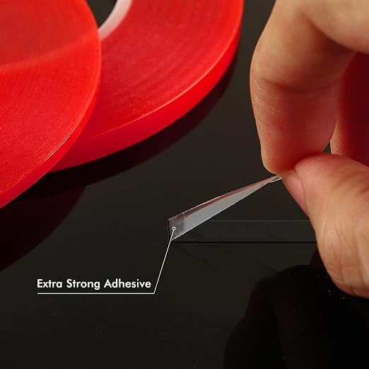 BAOFALI 2Pcs Double Sided Red Line Tape；2 Size Heat Resistant Super Sticky AdhesivesPerfect for Adhering Ribbon, Glitter, or Microbeads, Foiling, Making Boxes and Envelopes, DIY Scrapbooking