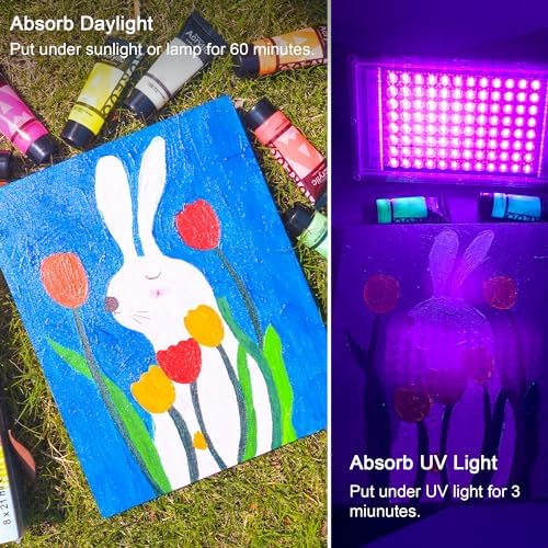 AUREUO Glow in the Dark Acrylic Paint - 8 Colors x 0.71 Fl Oz / 21ml