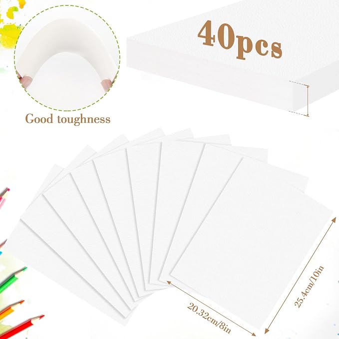 2 Pack Watercolor Paper Pad, 8x10 140lb/300g Water Color Paper, 20 Sheets Cold Press Drawing Painting Paper Sketchbook Notebook, Art Supplies for Watercolors Marker, Sketch Book for Kids Adults