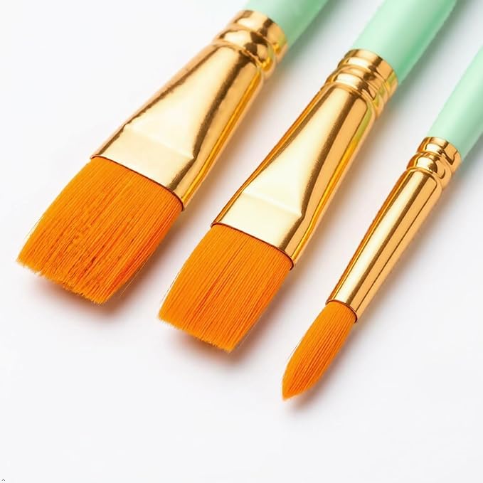 Soucolor Acrylic Paint Brushes Set,20 Pcs Pointed Tip Artist Paintbrushes | Acrylic Painting Oil Watercolor Canvas Boards Rock Body Face Nail Art, Halloween Pumpkin Ceramic Crafts Supplies