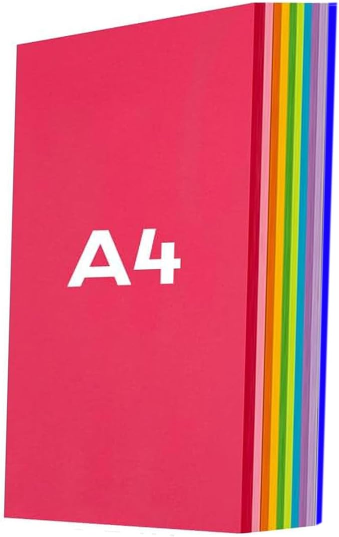 Vibrant Color A4 Origami Paper - 100 Sheets, 10 Assorted Colors - Acid-Free, Printer-Friendly Craft Paper for Kids Art, DIY Projects & Scrapbooking