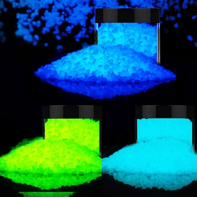 3 Box Glow in The Dark Crushed Glass Craft Glitter Fine for Resin Art, Small Broken Glass Pieces Irregular Metallic Crystal Chips Chunky Flakes for DIY Epoxy Jewelry Making Decoration（Total 150g）