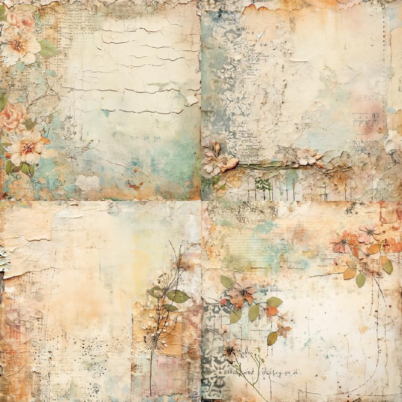 24 Sheets Vintage Floral Scrapbooking Paper Pad 6x6, Decorative Single-Side Craft Paper for Adult Journaling, Card Making, Collage & DIY Scrapbook Projects