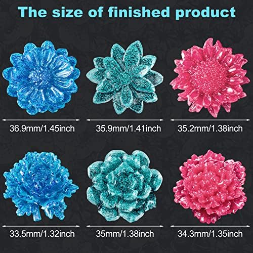 PAGOW 6pcs Mini Mirror Flower Resin Mold,3D Flower Crystal DIY Casting Mold