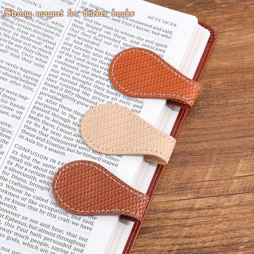 3PCS Vintage Magnetic Leather Bookmark, Leather Magnetic Bookmarks for Women, Magnetic PU Bookmarks Clip Book Accessories, Weave Pattern