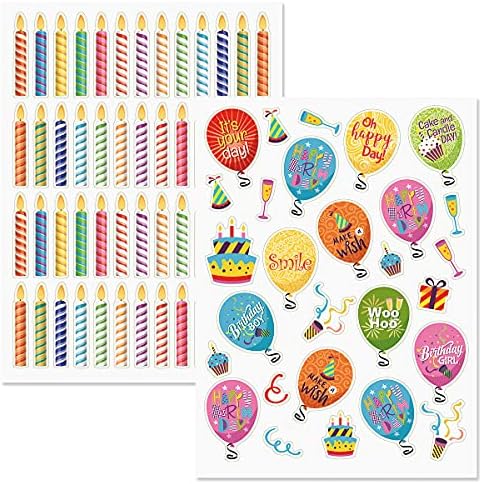 Current Birthday Sticker Variety Pack - 8 Sheets, 70 Assorted Stickers for Kids, Teachers, School, Scrapbooking, Journals, Monthly Planners, Calendars, Holiday Crafts & Greeting Cards