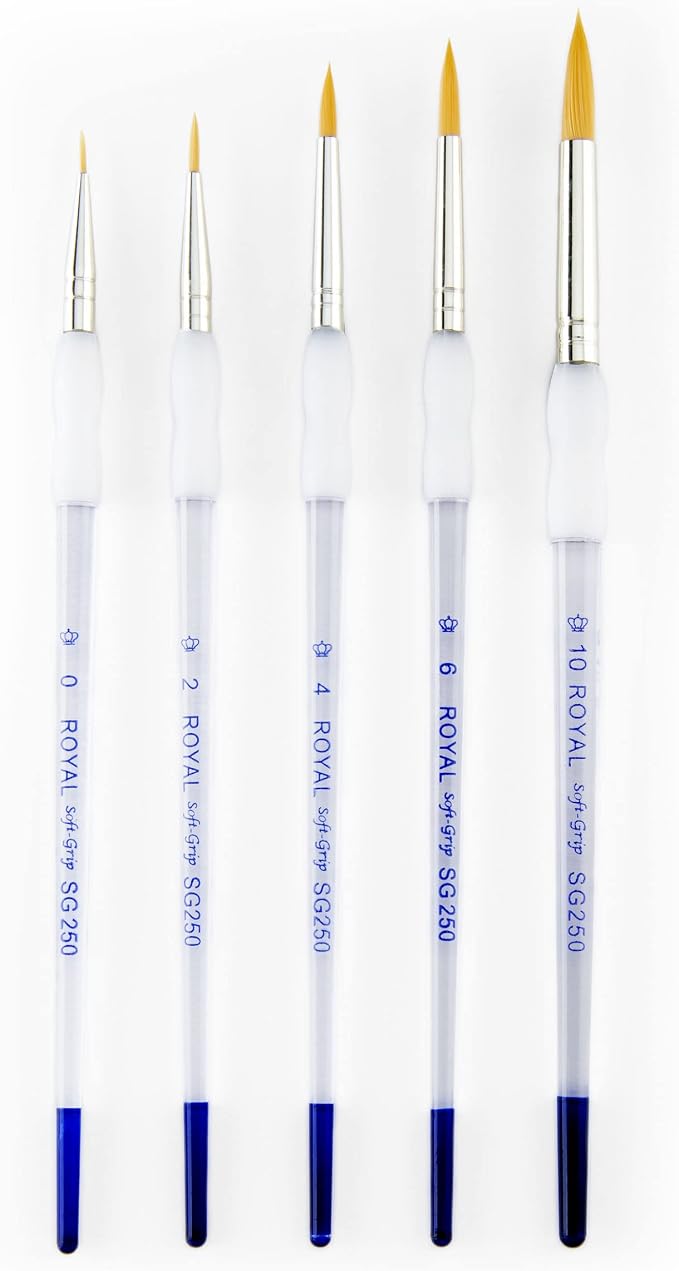 Royal & Langnickel - 5pc Soft Grip Gold taklon Paint Brush Set, Round | SG303