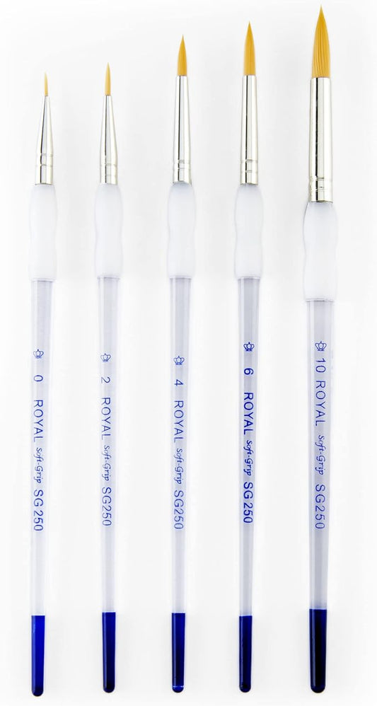 Royal & Langnickel - 5pc Soft Grip Gold taklon Paint Brush Set, Round | SG303